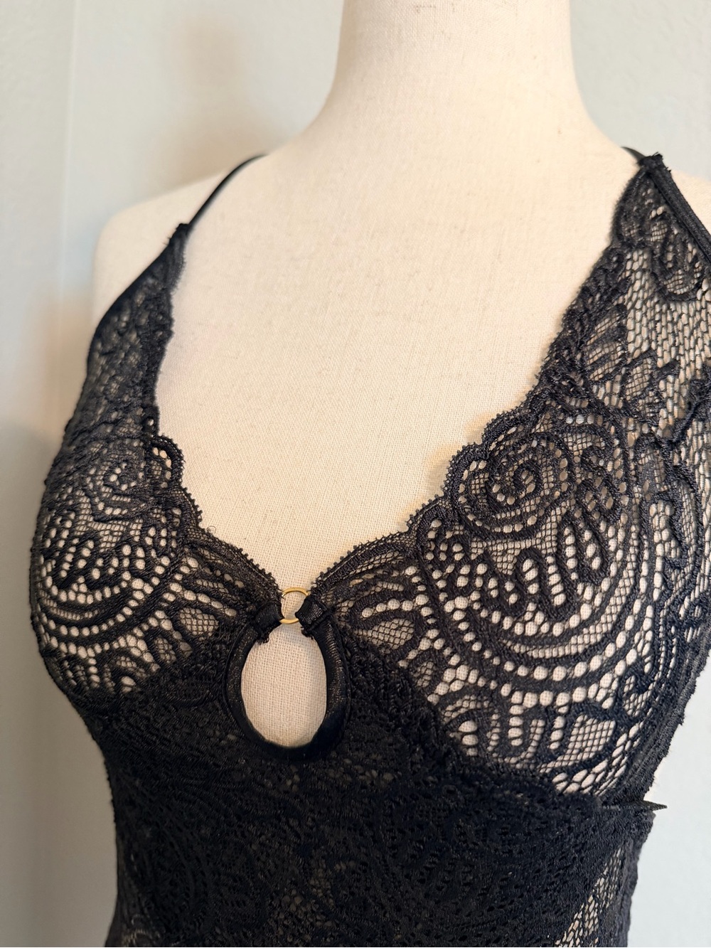 Victoria's Secret Very Sexy Black Lace Plunge Teddy Bodysuit M - Picture 4 of 10